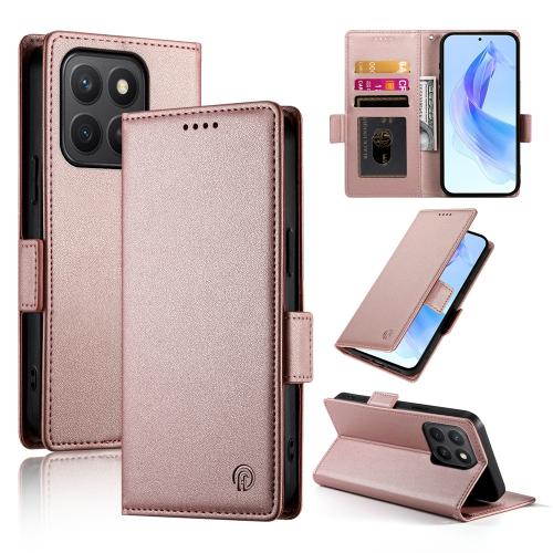 

For Honor X8c 4G Side Buckle Magnetic Frosted Leather Phone Case(Rose Gold)