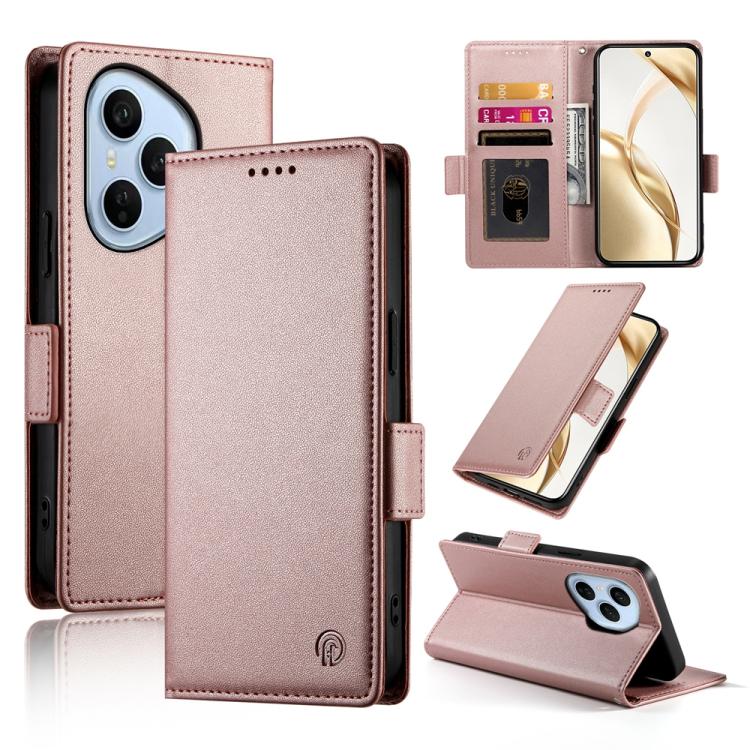 

For Honor 400 Pro Global 160.8mm Side Buckle Magnetic Frosted Leather Phone Case(Rose Gold)