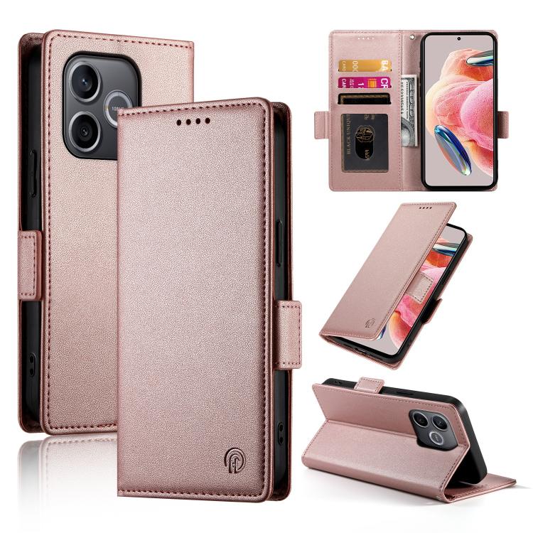 

For Honor 600 Lite Global Side Buckle Magnetic Frosted Leather Phone Case(Rose Gold)