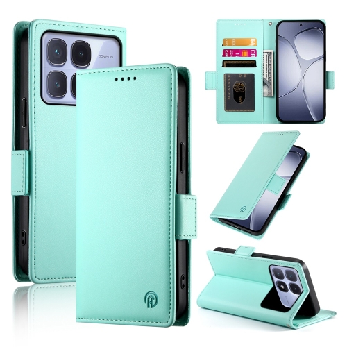 

For Redmi K70 Ultra Side Buckle Magnetic Frosted Leather Phone Case(Mint Green)