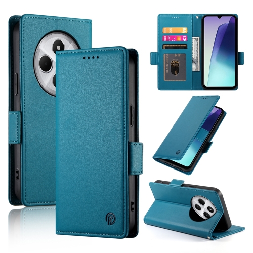 

For Redmi 14C 4G Side Buckle Magnetic Frosted Leather Phone Case(Blue)