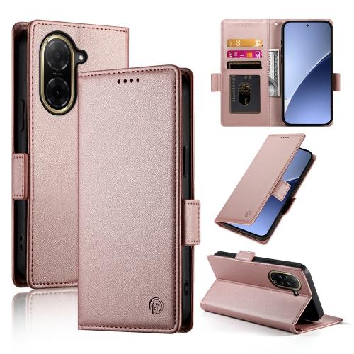 

For Redmi A5 4G 171.7mm / Xiaomi Poco C71 Side Buckle Magnetic Frosted Leather Phone Case(Rose Gold)