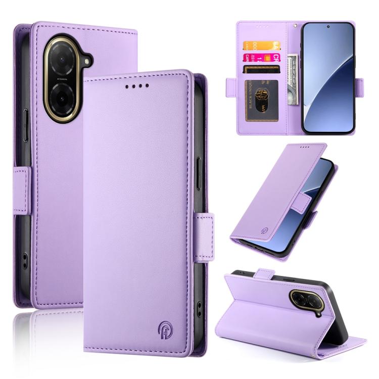 

For Redmi A5 4G 171.7mm / Xiaomi Poco C71 Side Buckle Magnetic Frosted Leather Phone Case(Purple)