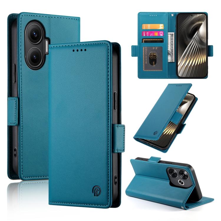 

For Redmi Turbo 4 Pro / Xiaomi Poco F7 Side Buckle Magnetic Frosted Leather Phone Case(Blue)