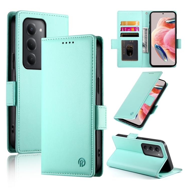 

For Redmi 15 5G Global / 15 4G SEA 169.5mm Side Buckle Magnetic Frosted Leather Phone Case(Mint Green)