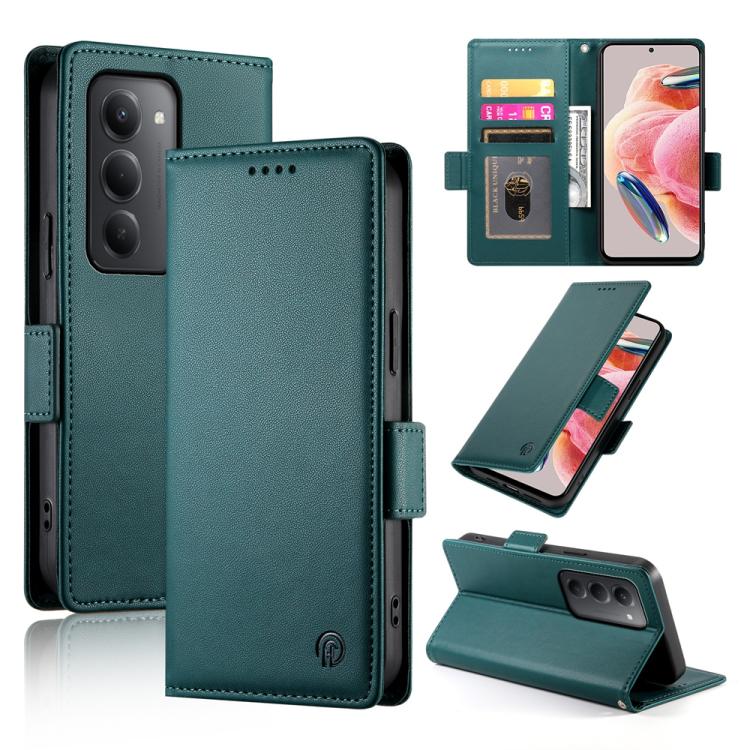 

For Redmi 15 5G Global / 15 4G SEA 169.5mm Side Buckle Magnetic Frosted Leather Phone Case(Dark Green)