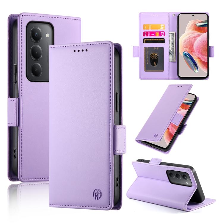 

For Redmi 15 5G / 4G EU 171mm Side Buckle Magnetic Frosted Leather Phone Case(Purple)