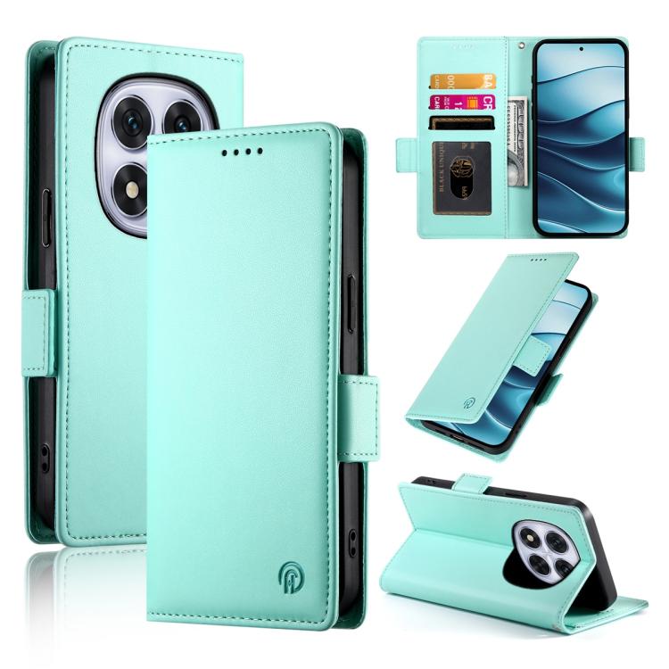 

For Redmi Note 15 Pro 4G Global 163.2mm Side Buckle Magnetic Frosted Leather Phone Case(Mint Green)