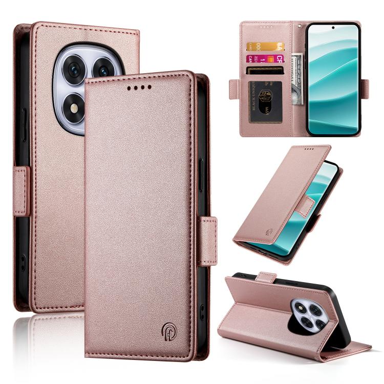 

For Redmi Note 15 Pro+ 5G 163.3mm / Poco M8 Pro 5G Side Buckle Magnetic Frosted Leather Phone Case(Rose Gold)