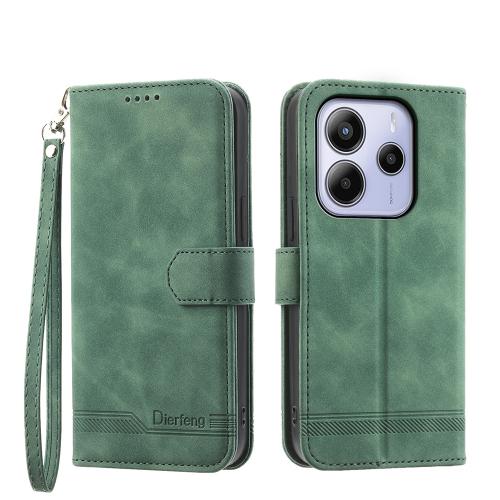 

For Redmi Note 14 4G Global Dierfeng Dream Line TPU Hybrid PU Leather Phone Case(Green)