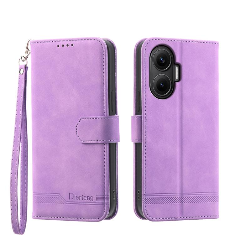 

For Redmi Turbo 4 Pro / Xiaomi Poco F7 Dierfeng Dream Line TPU Hybrid PU Leather Phone Case(Purple)