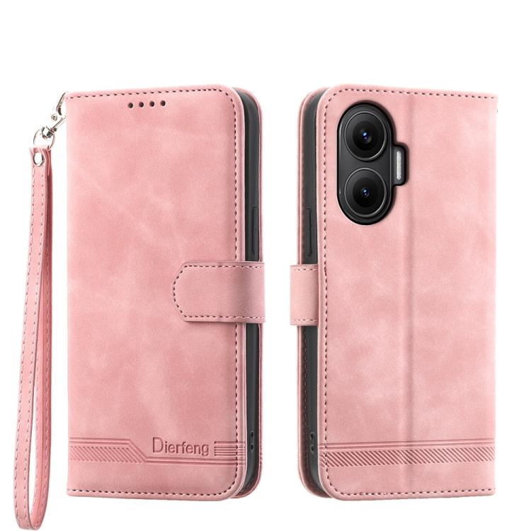

For Redmi Turbo 4 Pro / Xiaomi Poco F7 Dierfeng Dream Line TPU Hybrid PU Leather Phone Case(Pink)