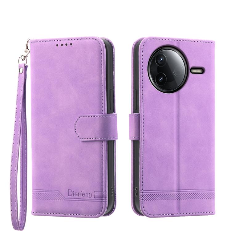 

For Redmi K80 / K80 Pro Dierfeng Dream Line TPU Hybrid PU Leather Phone Case(Purple)