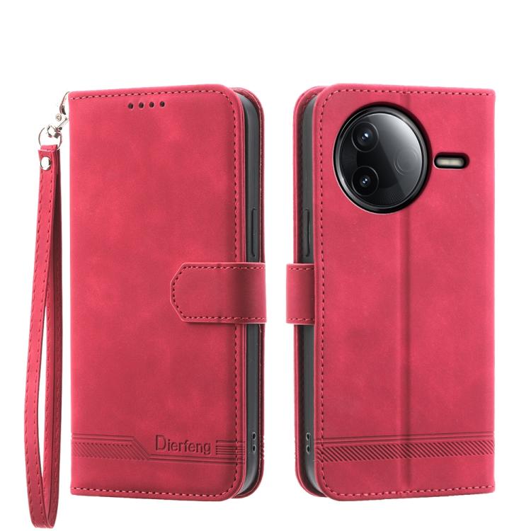 

For Redmi K80 / K80 Pro Dierfeng Dream Line TPU Hybrid PU Leather Phone Case(Red)