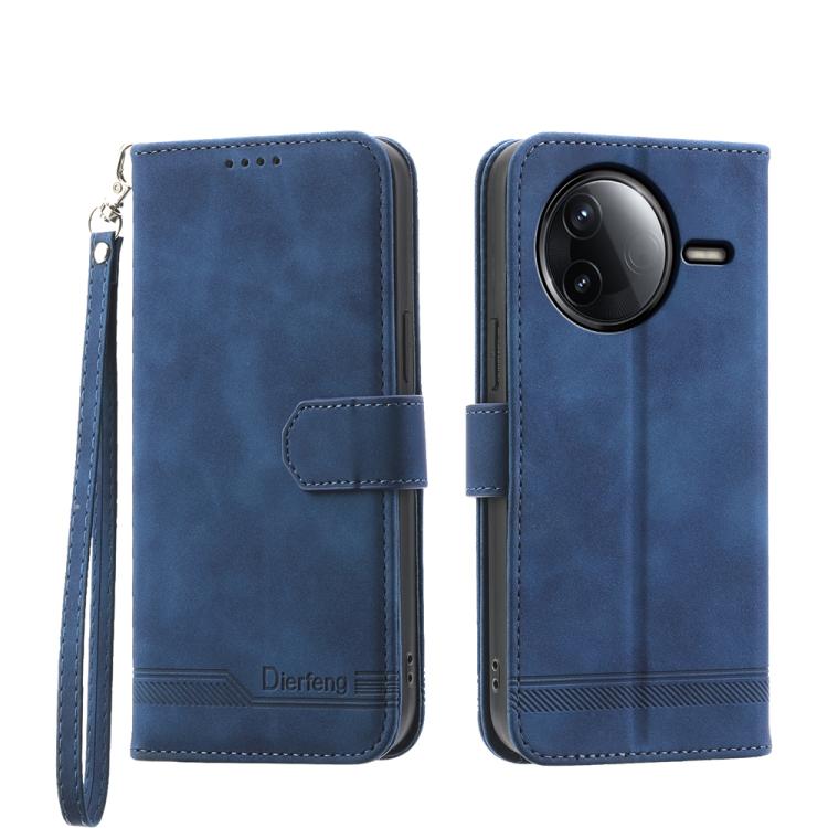 

For Redmi K80 / K80 Pro Dierfeng Dream Line TPU Hybrid PU Leather Phone Case(Blue)