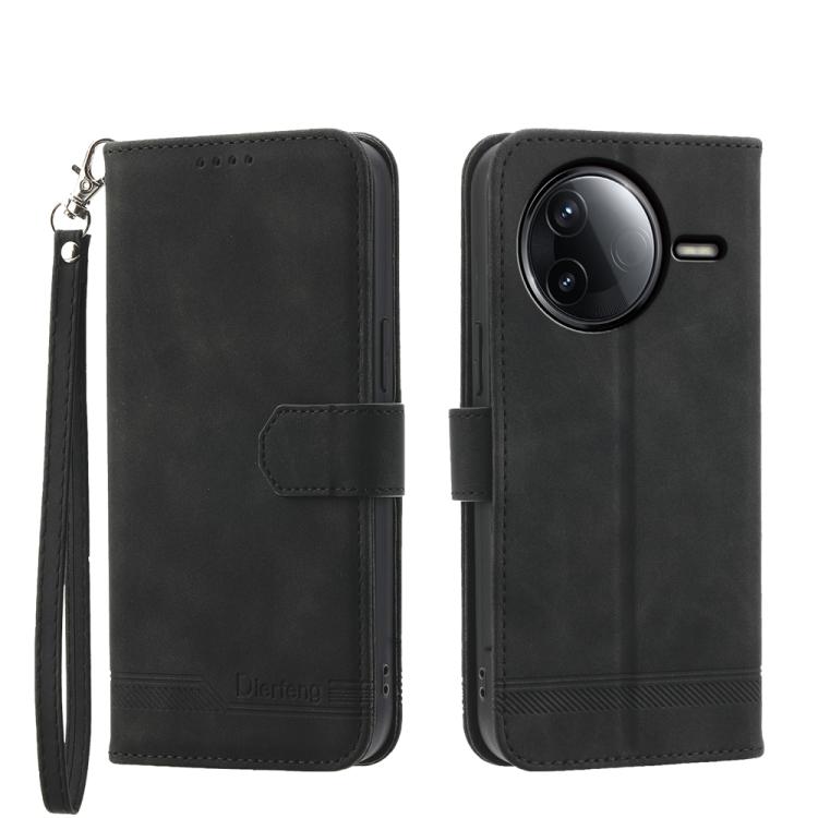 

For Redmi K80 / K80 Pro Dierfeng Dream Line TPU Hybrid PU Leather Phone Case(Black)