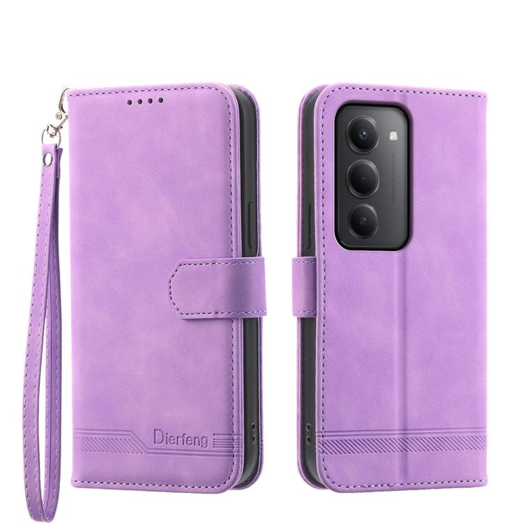 For Redmi 15 5G Global / 15 4G SEA 169.5mm Dierfeng Dream Line TPU Hybrid PU Leather Phone Case(Purple)