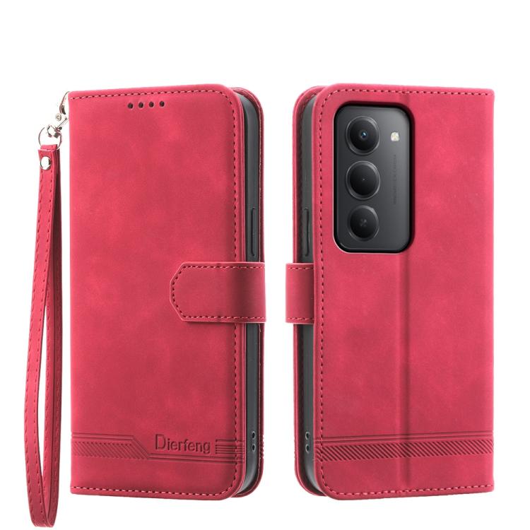 

For Redmi 15 5G Global / 15 4G SEA 169.5mm Dierfeng Dream Line TPU Hybrid PU Leather Phone Case(Red)