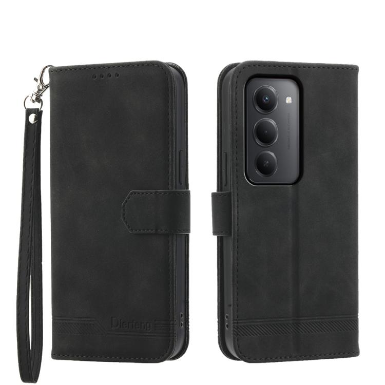 For Redmi 15 5G / 4G EU 171mm Dierfeng Dream Line TPU Hybrid PU Leather Phone Case(Black)