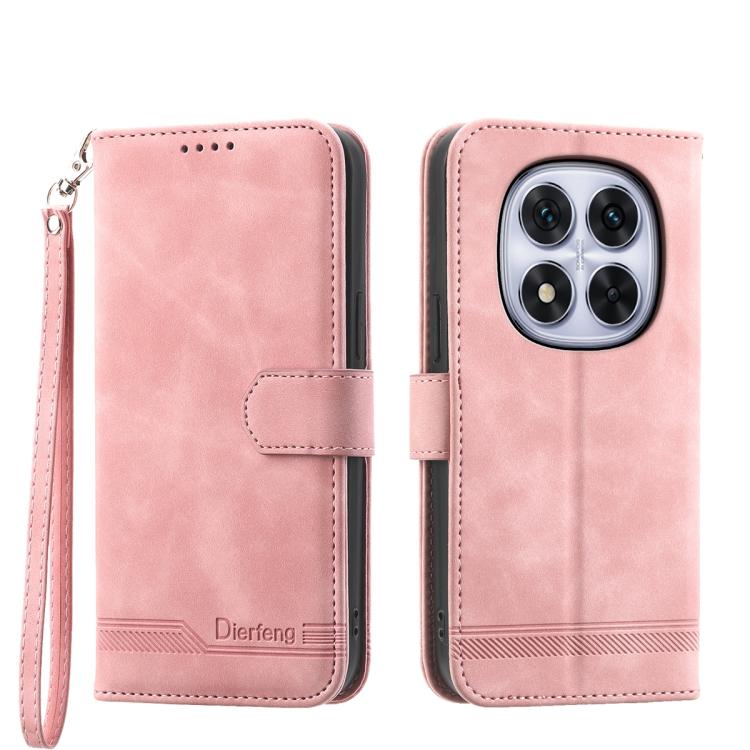 For Redmi Note 15 Pro 4G Global 163.2mm Dierfeng Dream Line TPU Hybrid PU Leather Phone Case(Pink)