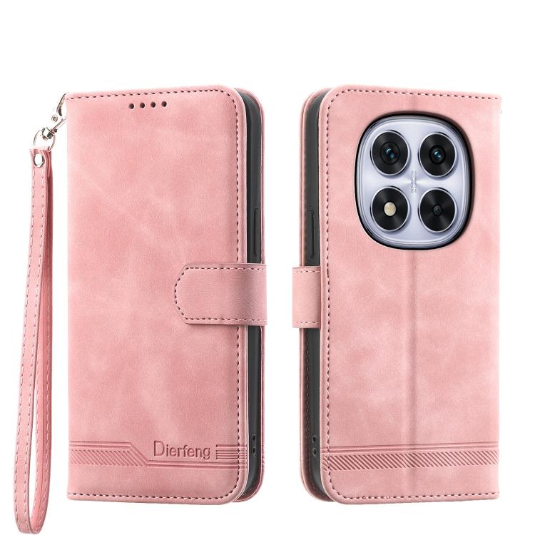 For Redmi Note 15 Pro+ 5G 163.3mm / Poco M8 Pro 5G Dierfeng Dream Line TPU Hybrid PU Leather Phone Case(Pink)