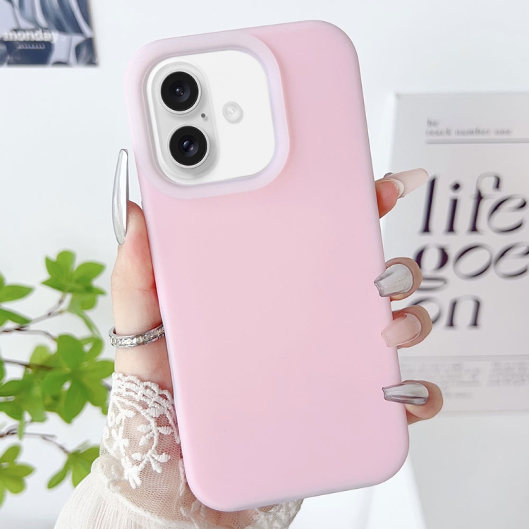 

For iPhone 16 Plus PC Hybrid Liquid Silicone Jelly Phone Case(Pink)