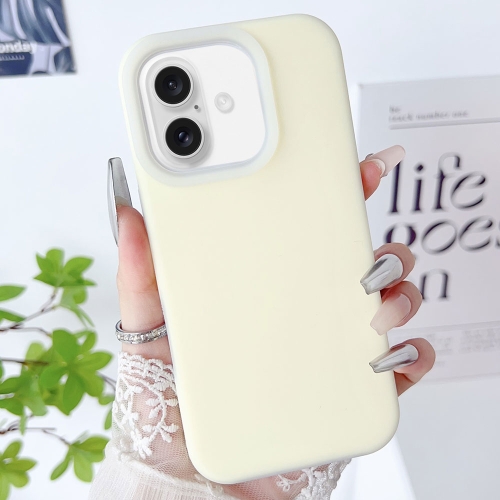 

For iPhone 16 Plus PC Hybrid Liquid Silicone Jelly Phone Case(Light Yellow)