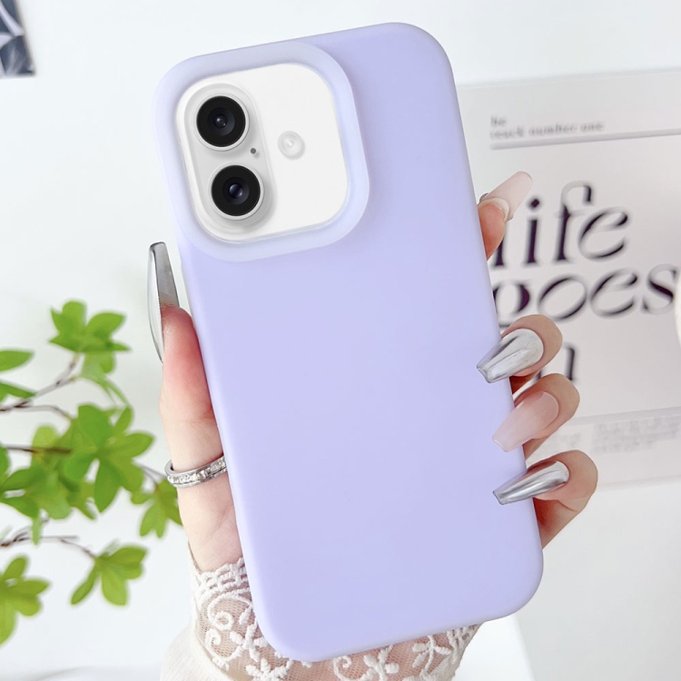 

For iPhone 16 PC Hybrid Liquid Silicone Jelly Phone Case(Light Purple)