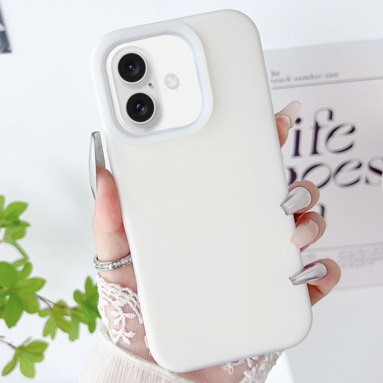 

For iPhone 16 PC Hybrid Liquid Silicone Jelly Phone Case(White)