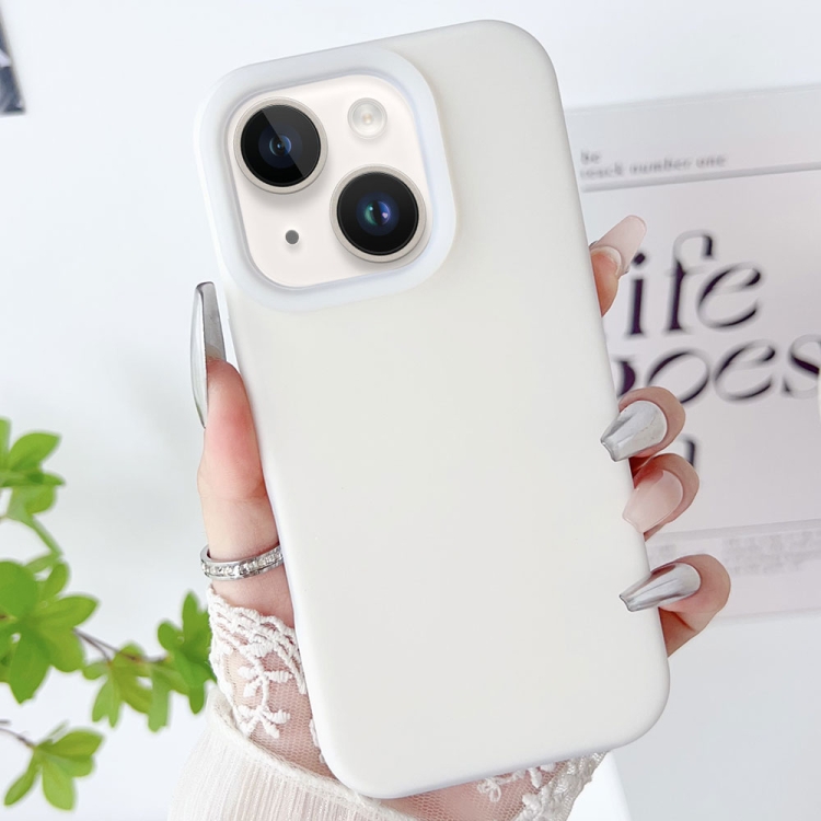 

For iPhone 15 Plus PC Hybrid Liquid Silicone Jelly Phone Case(White)