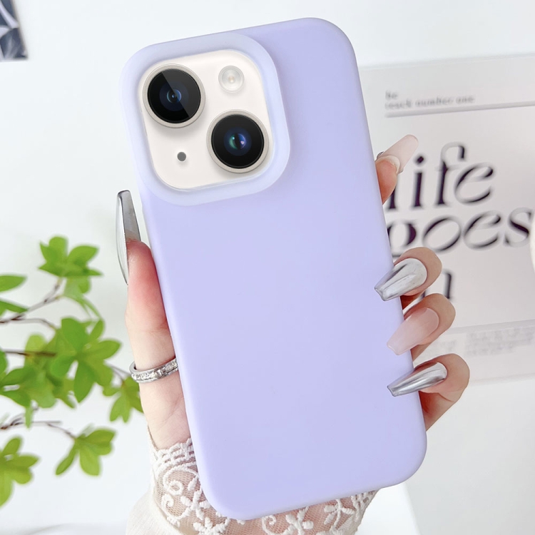 

For iPhone 15 PC Hybrid Liquid Silicone Jelly Phone Case(Light Purple)
