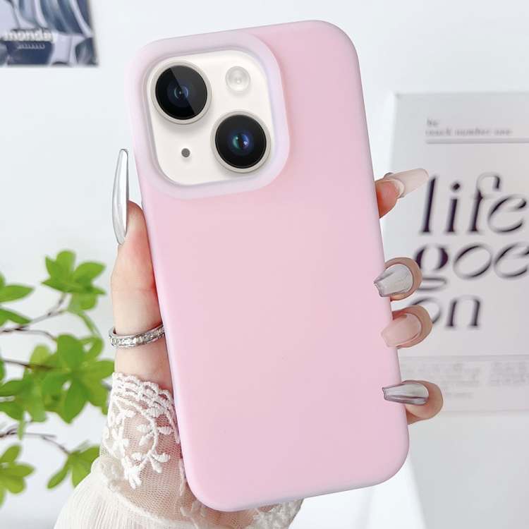 

For iPhone 15 PC Hybrid Liquid Silicone Jelly Phone Case(Pink)