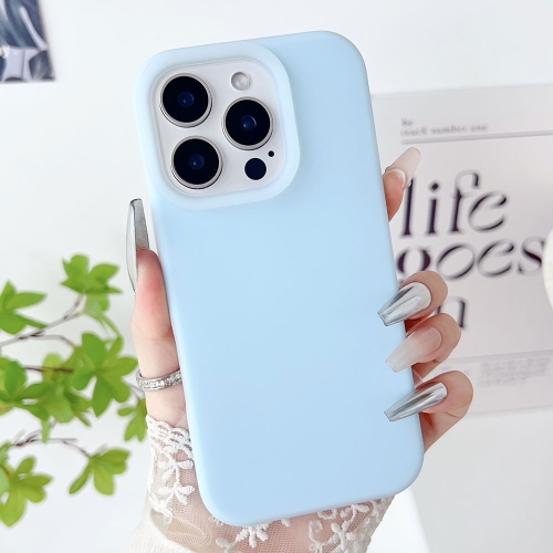 

For iPhone 13 Pro Max PC Hybrid Liquid Silicone Jelly Phone Case(Light Blue)