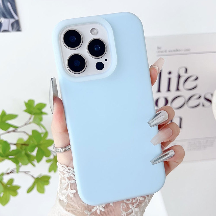 

For iPhone 12 Pro PC Hybrid Liquid Silicone Jelly Phone Case(Light Blue)
