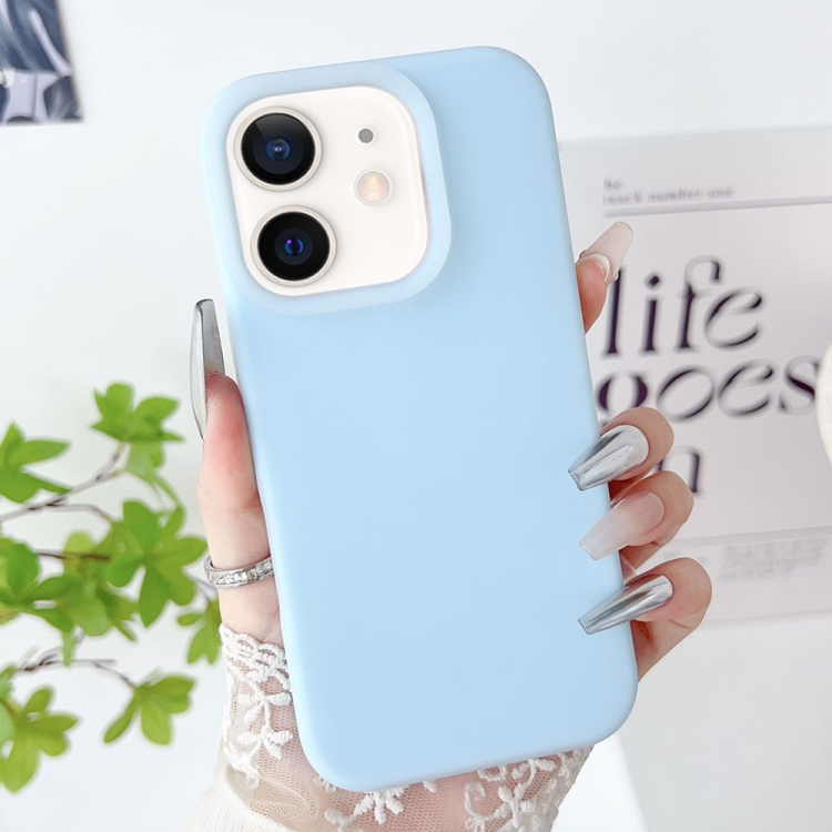

For iPhone 12 PC Hybrid Liquid Silicone Jelly Phone Case(Light Blue)