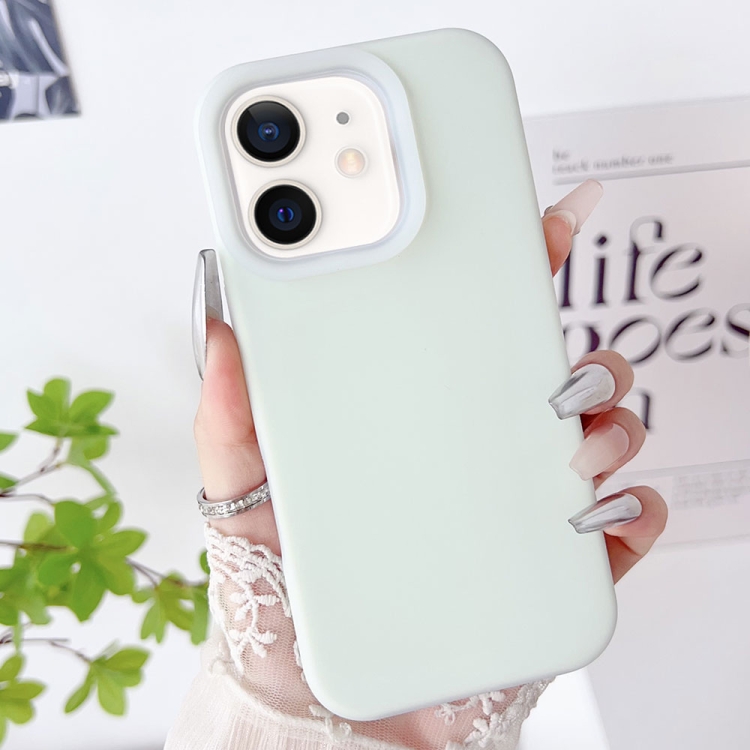 

For iPhone 12 PC Hybrid Liquid Silicone Jelly Phone Case(Light Green)