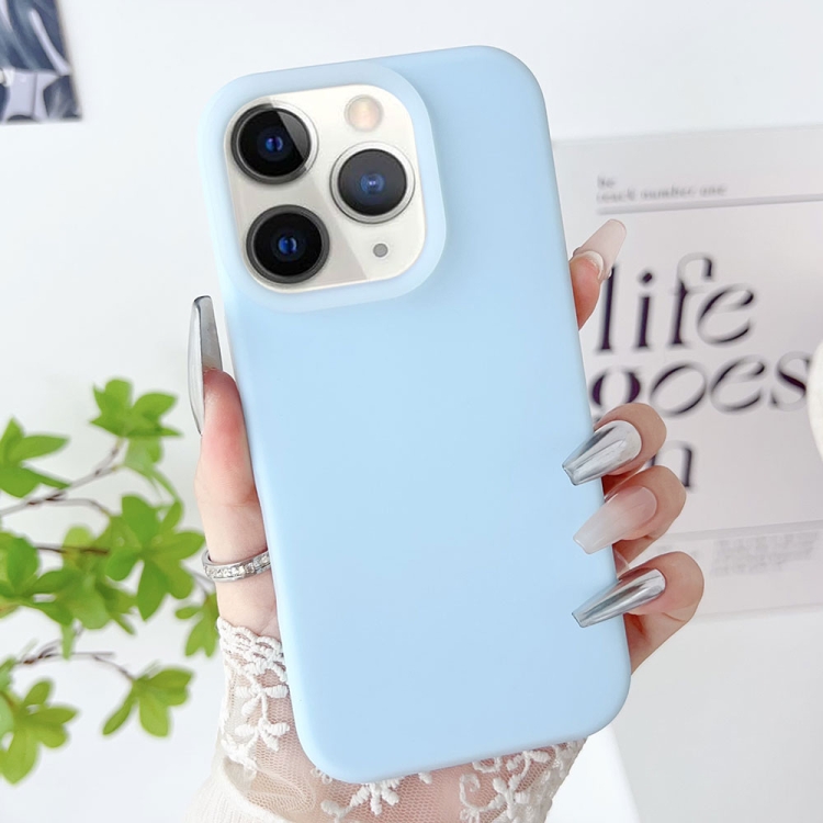 

For iPhone 11 Pro PC Hybrid Liquid Silicone Jelly Phone Case(Light Blue)