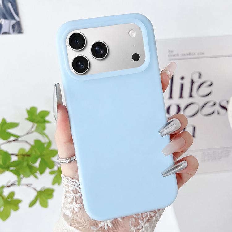For iPhone 17 Pro PC Hybrid Liquid Silicone Jelly Phone Case(Light Blue)