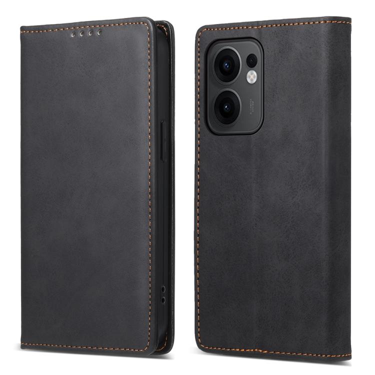 

For OPPO Reno13 F 4G / 5G Business Solid Color Magnetic RFID Leather Phone Case(Black)