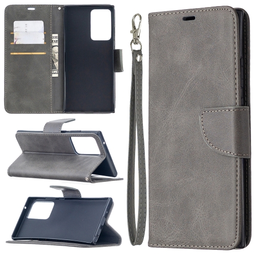 

For Samsung Galaxy Note 20 Ultra Retro Lambskin Texture Pure Color Horizontal Flip PU Leather Case, with Holder & Card Slots & Wallet & Lanyard(Grey)