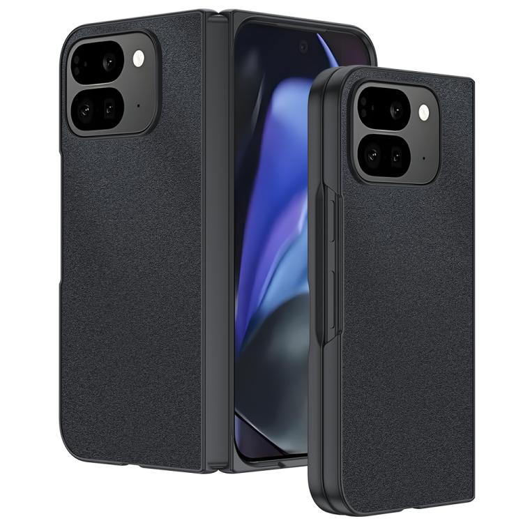 

For Google Pixel 10 Pro Fold Ultra-thin Plain Skin Leather Phone Case(Black)