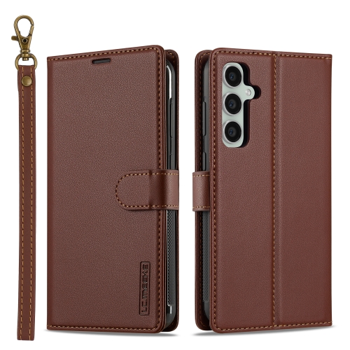 

For Samsung Galaxy S24 5G LC.IMEEKE L2 Series Detachable Magsafe PU Phone Case with Lanyard(Brown)