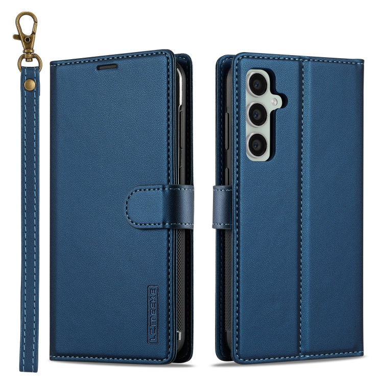 

For Samsung Galaxy S24 FE 5G LC.IMEEKE L2 Series Detachable Magsafe PU Phone Case with Lanyard(Blue)