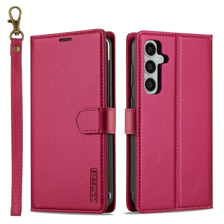 

For Samsung Galaxy S24 FE 5G LC.IMEEKE L2 Series Detachable Magsafe PU Phone Case with Lanyard(Red)
