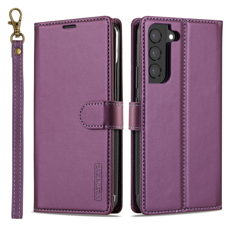 

For Samsung Galaxy S25 5G LC.IMEEKE L2 Series Detachable Magsafe PU Phone Case with Lanyard(Purple)