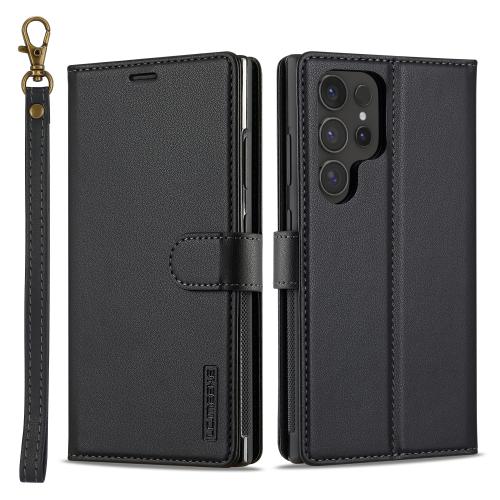 

For Samsung Galaxy S25 Ultra 5G LC.IMEEKE L2 Series Detachable Magsafe PU Phone Case with Lanyard(Black)