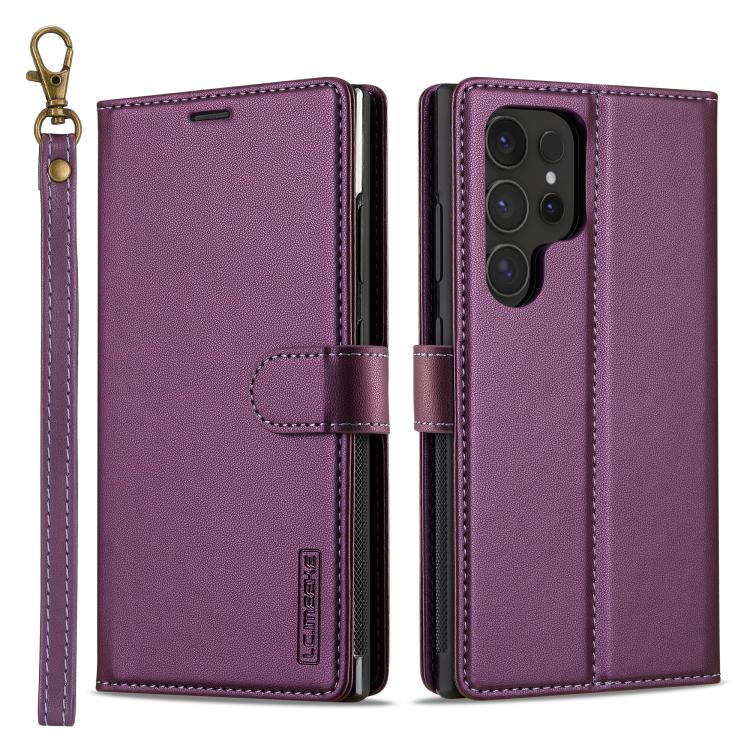 

For Samsung Galaxy S25 Ultra 5G LC.IMEEKE L2 Series Detachable Magsafe PU Phone Case with Lanyard(Purple)