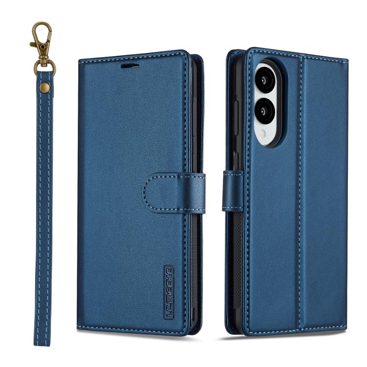 

For Samsung Galaxy S25 Edge 5G LC.IMEEKE L2 Series Detachable Magsafe PU Phone Case with Lanyard(Blue)