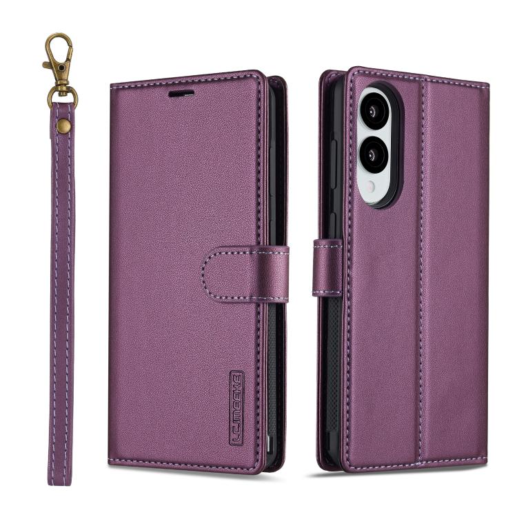 

For Samsung Galaxy S25 Edge 5G LC.IMEEKE L2 Series Detachable Magsafe PU Phone Case with Lanyard(Purple)