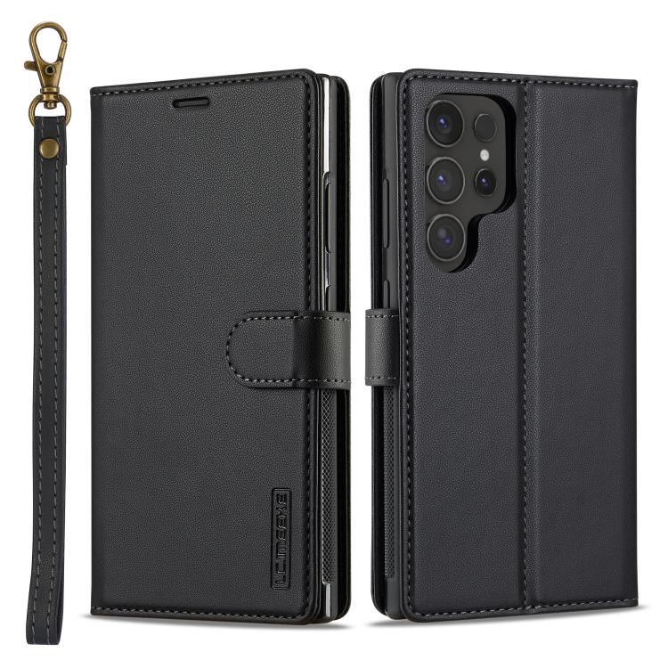 

For Samsung Galaxy S26 Ultra 5G LC.IMEEKE L2 Series Detachable Magsafe PU Phone Case with Lanyard(Black)